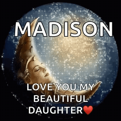 Woman Sleeping On Crescent Moon Madison Love You My Beautiful Daughter GIF