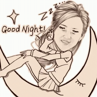 Woman Sleeping On Crescent Moon Saying Good Night GIF