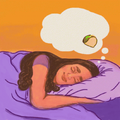 Woman Sleeping With Taco Thought Bubble GIF