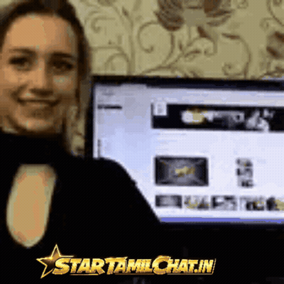 Woman Smiling At Computer Saying Starttamilchat.in GIF