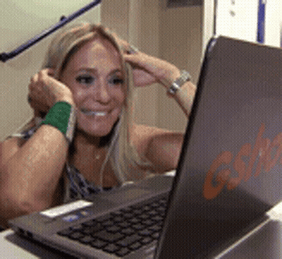 Woman Smiling At Laptop Saying GSH GIF