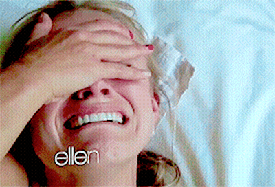 Woman Smiling Covering Eyes Ellen GIF