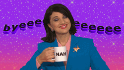 Woman Smiling Drinking Coffee Byeeee GIF
