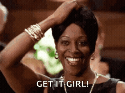 Woman Smiling Hand To Head Saying Get It Girl GIF