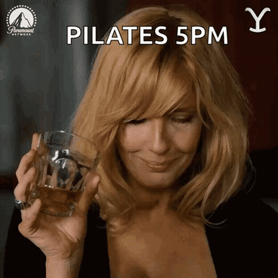 Woman Smiling Holding Whiskey Glass Pilates 5Pm GIF