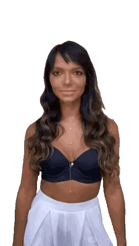 Woman Smiling In Black Bra And White Shorts Sticker