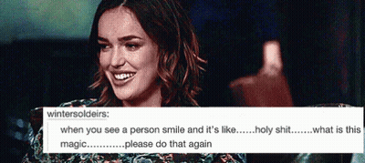 Woman Smiling Saying Holy Shit GIF