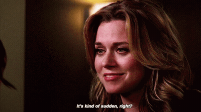 Woman Smiling Saying It's Kind Of Sudden Right GIF