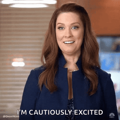 Woman Smiling Says I'm Cautiously Excited GIF