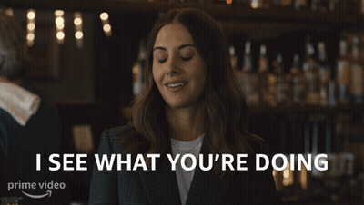 Woman Smiling Says I See What You're Doing GIF