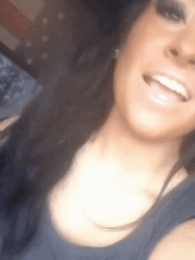 Woman Smiling Taking Selfie Mouth Open GIF