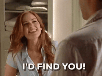 Woman Smiling Talking To Man Says I'd Find You GIF