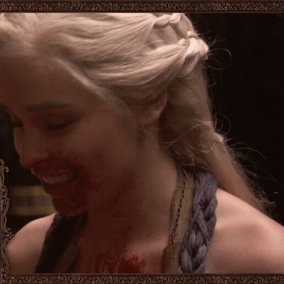 Woman Smiling With Blood On Face GIF