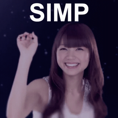Woman Smiling With Fist In Air Saying Simp GIF