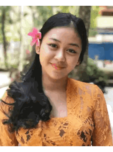 Woman Smiling With Flower In Hair Sticker