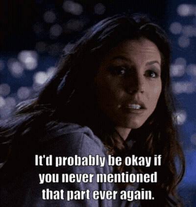 Woman Smiling With Quote It'd Be Okay Never Mention That Part GIF