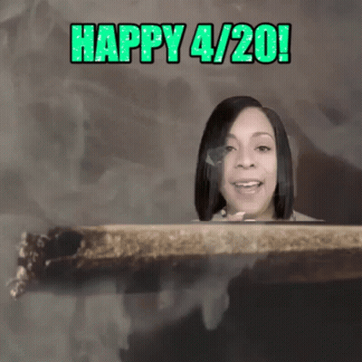 Woman Smoking Cigarette Happy 4/20 GIF