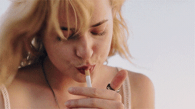 Woman Smoking Cigarette With Red Lipstick GIF
