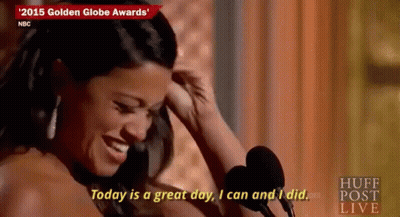 Woman Speaking At 2015 Golden Globe Awards GIF