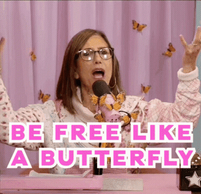 Woman Speaking Into Microphone Be Free Like A Butterfly GIF