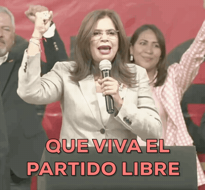 Woman Speaking Into Microphone Que Viva El Partido Libre GIF
