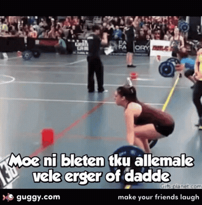 Woman Squatting With Barbell Saying Moe Ni Bleten Tku Allemale Vele Erger Of Daddet GIF