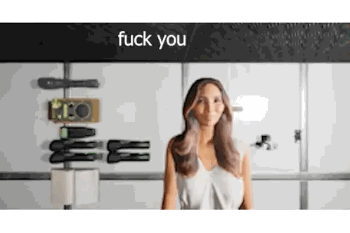 Woman Standing Before Fuck You Wall Sticker
