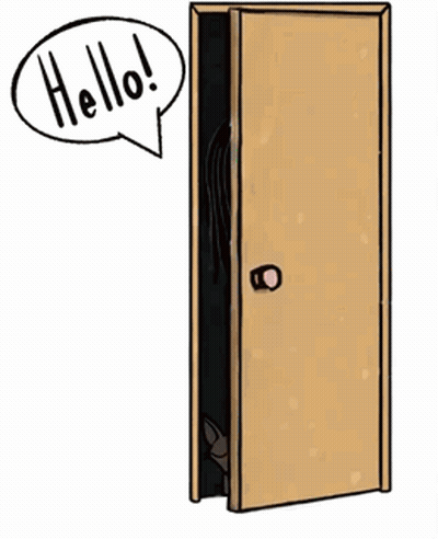 Woman Standing In Doorway Saying Hello GIF