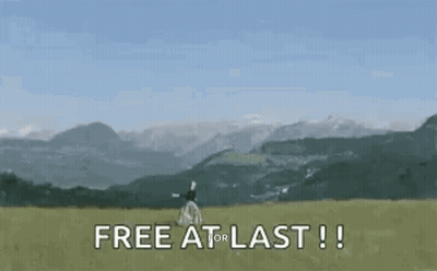 Woman Standing In Field With Mountains Free At Last GIF