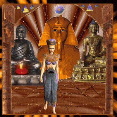 Woman Standing In Front Of Buddha Statue GIF