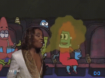 Woman Standing In Front Of Cartoon H GIF