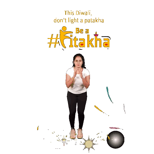 Woman Standing In Front Of Diwali Sign Sticker