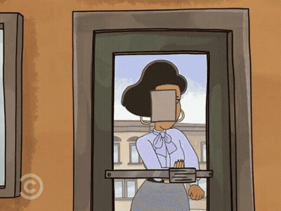 Woman Standing In Front Of Door With C GIF