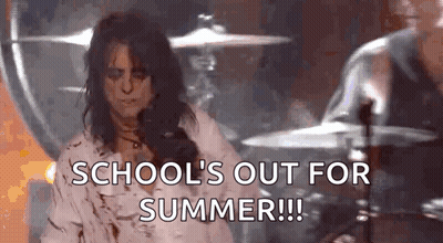 Woman Standing In Front Of Drum Set With School's Out For Summer GIF