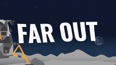 Woman Standing In Front Of Far Out Poster GIF
