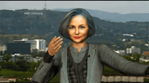 Woman Standing In Front Of Hollywood Sign GIF