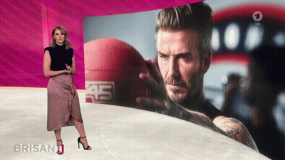 Woman Standing In Front Of Screen Saying Brisant GIF