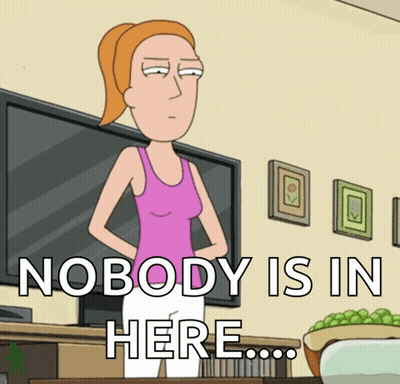 Woman Standing In Front Of TV Saying Nobody Is In Here GIF