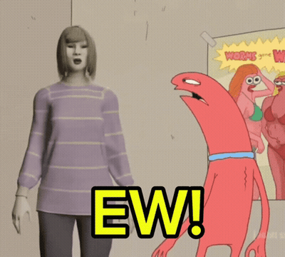 Woman Standing In Front Of Worms Poster GIF