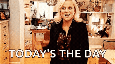 Woman Standing In Living Room With Today GIF
