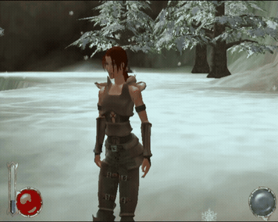 Woman Standing In Snowy Forest Screenshot GIF