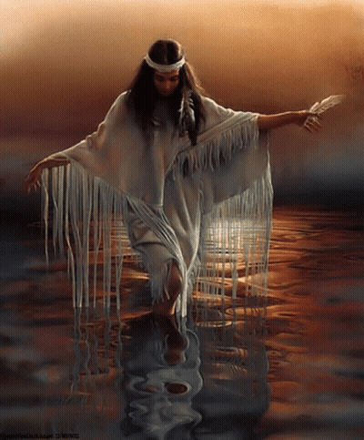 Woman Standing In Water GIF