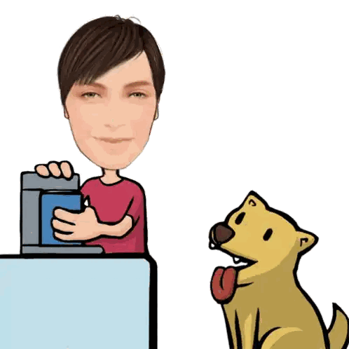 Woman Standing Next To Tongue Out Dog Sticker