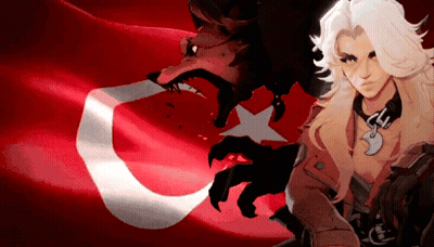 Woman Standing Next To Wolf With Crescent Moon Necklace GIF