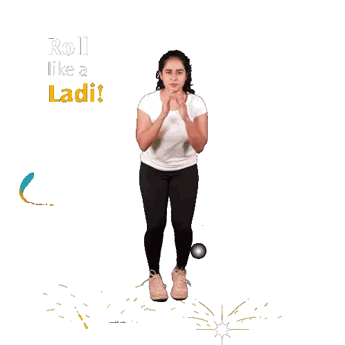 Woman Standing On Ball Roll Like A Lady Sticker
