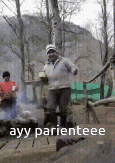 Woman Standing on Log Saying Ayy Parientee