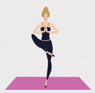 Woman Standing On One Leg On Pink Mat GIF