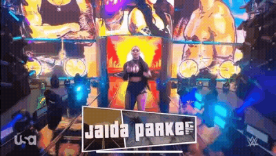 Woman Standing On Stage With Jaida Parkes Screen GIF