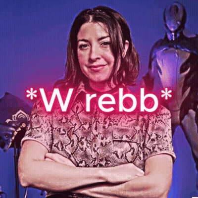 Woman Standing With Arms Crossed In Front Of Wrebb Sign GIF