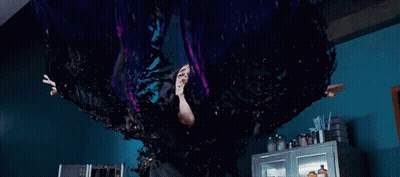 Woman Standing With Arms Outstretched Mouth Open GIF